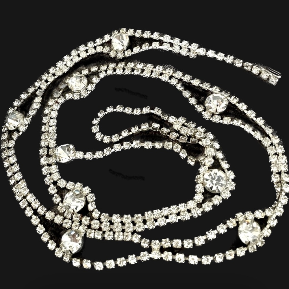 JULIANA D&E Verified Vintage Clear Chaton Round Rhinestone Chaining Belt